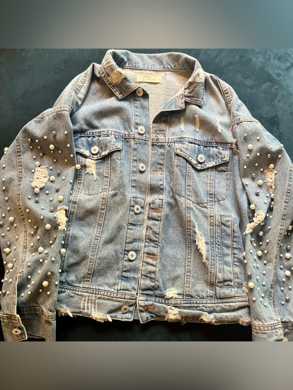Elan Over-Sized Embellished Denim Jacket - Picture 6 of 10